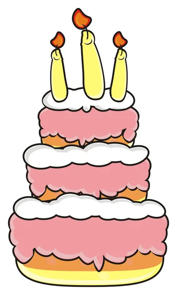  three storey cake with candles — ストック写真
